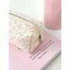 Fresh and Simple Pink Floral Print Pencil Case, Style Highly Attractive Desktop Stationery Storage Bag, Natural Style Cosmetic Bag