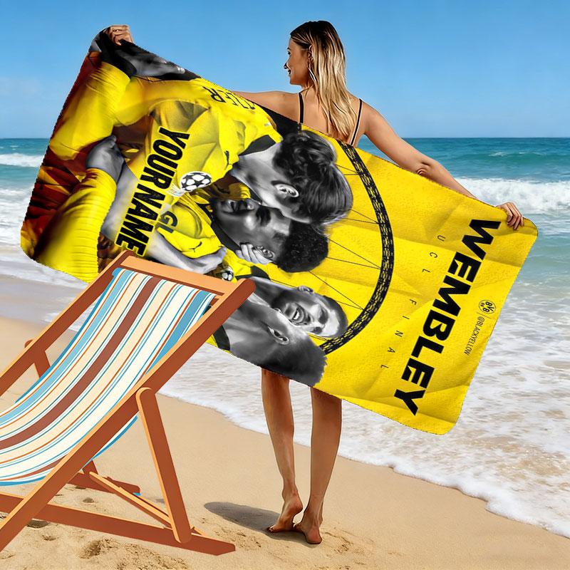 Custom Borussia Dortmund Print Beach Towel, Large Soft Quick Dry Towel for Beach Camping Swimming