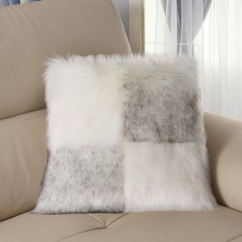 Nordic Minimalist Faux Wool Plush Throw Pillow Cover