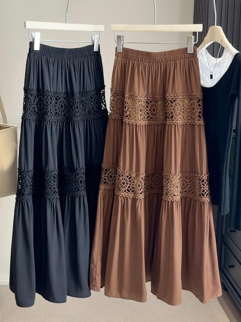 Women's High-Waisted Crochet A-Line Layered Skirt - 2026 Spring/Summer Collection