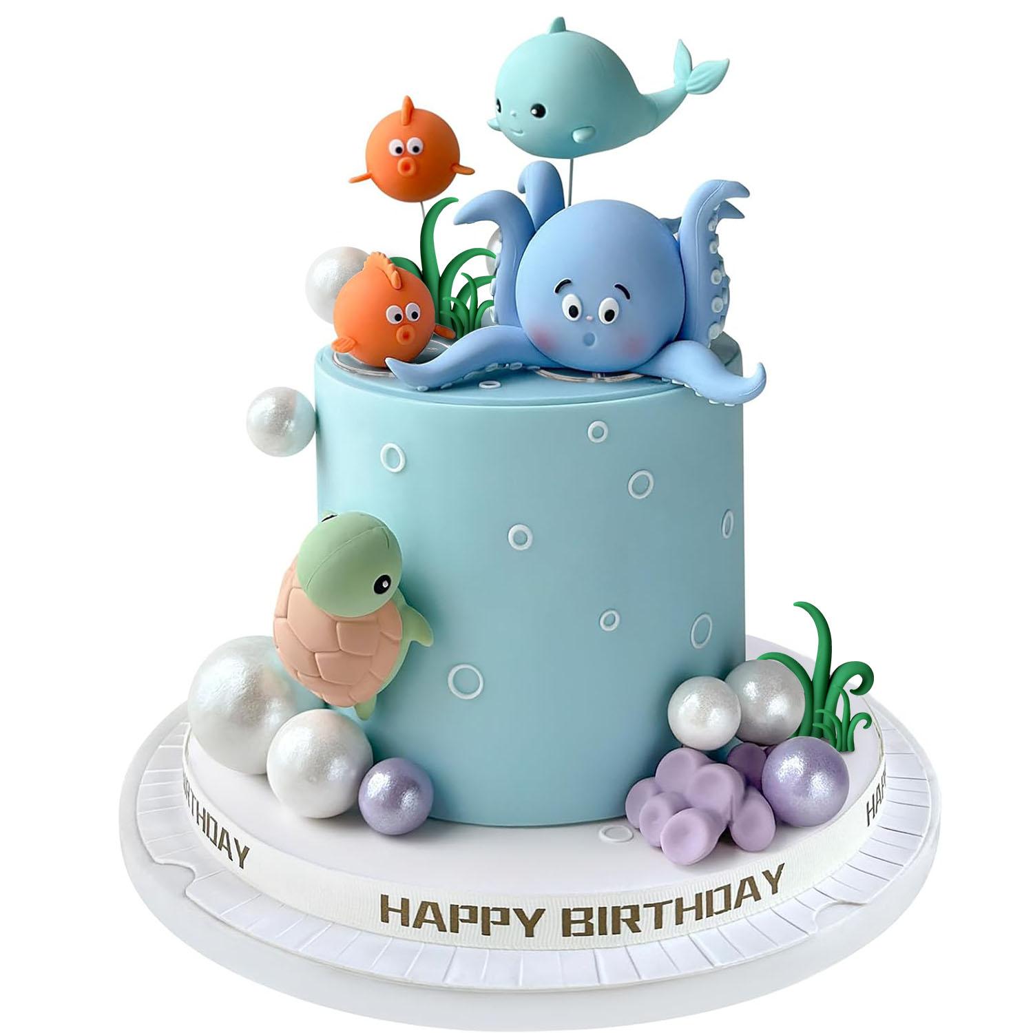 

21 PCS Under the Sea Cake Decorations Ocean Animals Cake Topper for Under the Sea Theme Baby Shower Birthday Party Supplies
