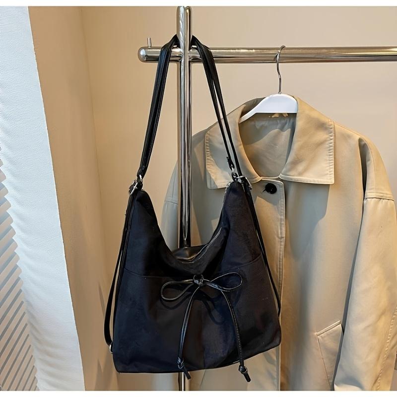 Women'S Single Shoulder Bag, Vintage Style, Large Capacity, Tote Bag,Synthetic Faux Leather, Zipper Closure, Polyester Lining