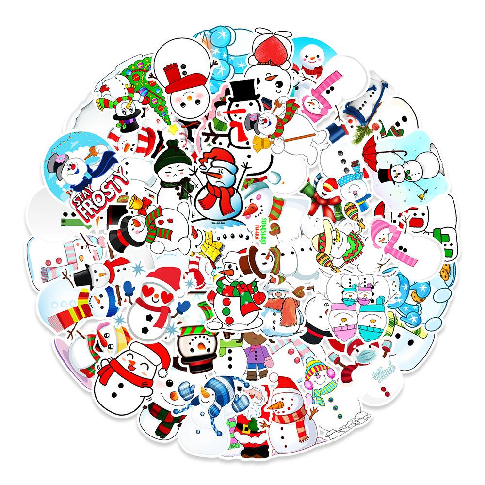 50 Christmas Snowman Doodle Stickers Car Suitcase Helmet Balance Car Decoration Stickers