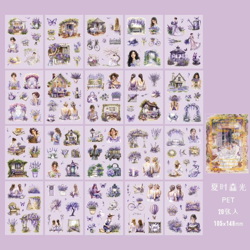 20 Sheets PET Die Cut Stickers Book Girl's Flower Decorative Handmade Scrapbooking Material Diary Album Craft Supplies