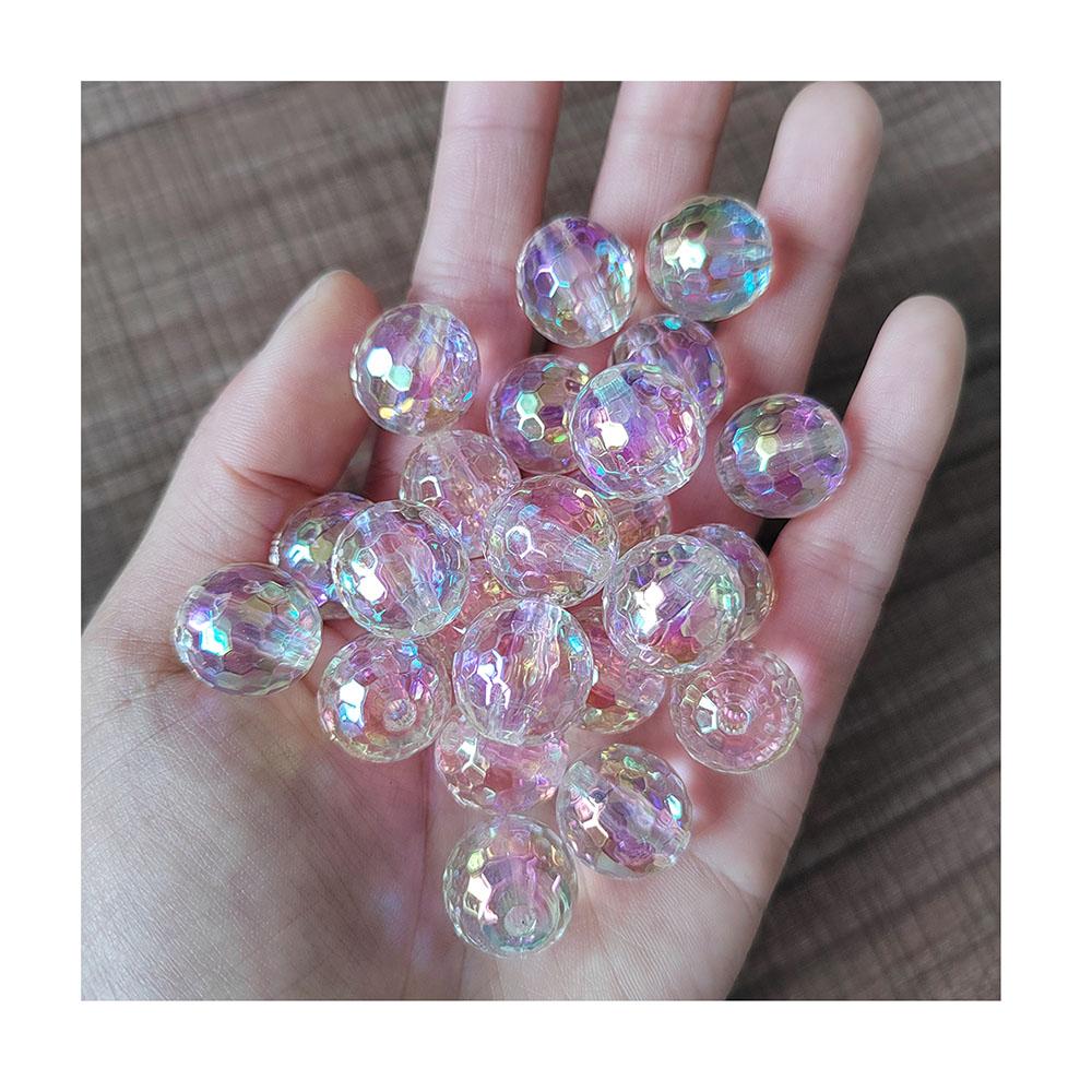 Transparent Color Football Beads AB Round Acrylic Beads Straight Hole Loose Beads DIY Bracelet Jewelry Making