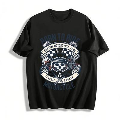Born To Ride Motorcycle Club Graphic Biker Casual Tee Shirt Pure Cotton T-shirt