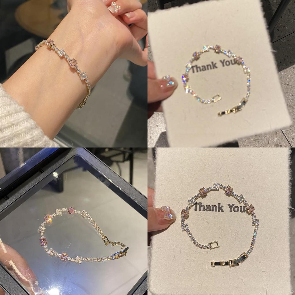 Minimalist Floral Zircon Copper Bracelet For Women With Elegant Design