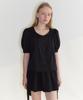 SINOON Puff Sleeve Collar Blouse (Black)