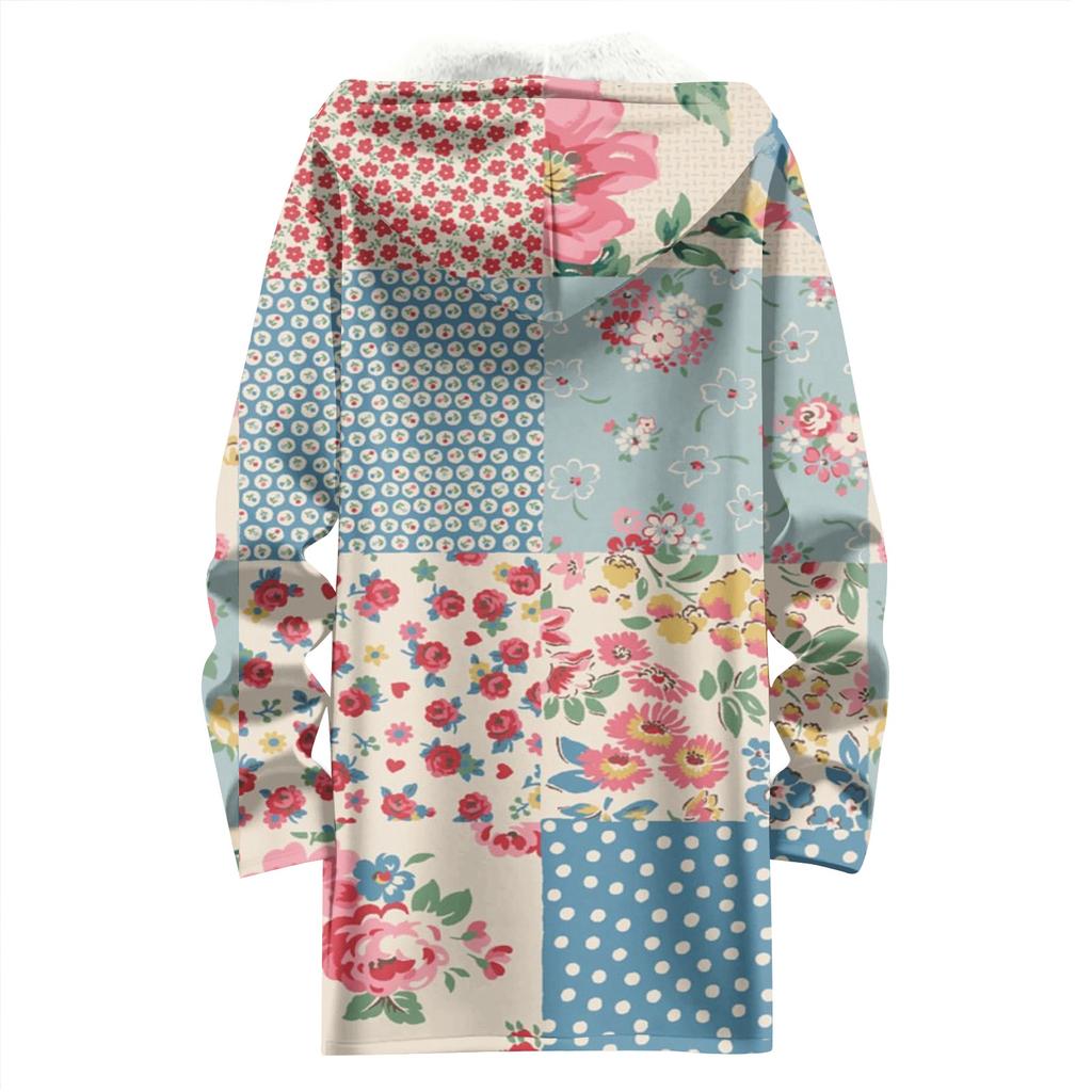 Women's Gradient Print Fashionable Loose Zipper Fleece Hoodie Jacket