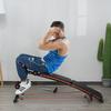 Sit Up Bench Core Workout Adjustable Thigh Support Foldable For Home Gym W Arm Pulling Rope Black
