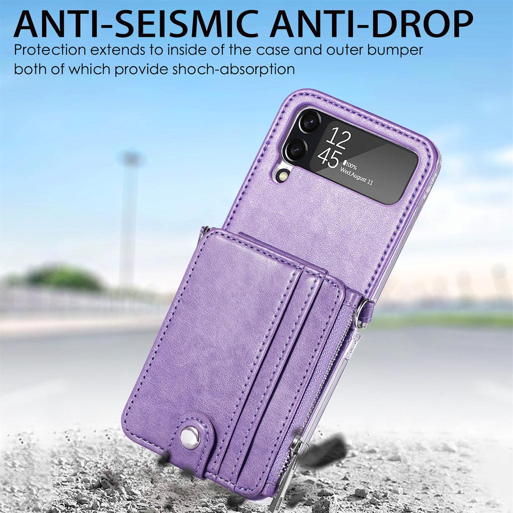 Anti -Knock Card Slot Leather Wallet Case For Samsung Galaxy Z Flip4 5g Flip 4 Flip3 Flip 3 Full Protection Mobile Phone Cover