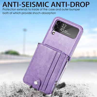 Δερμάτινη θήκη πορτοφολιού Anti-Knock Card Slot για Samsung Galaxy Z Flip4 5g Flip 4 Flip3 Flip 3 Full Protection Κάλυμμα κινητού τηλεφώνου
