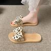 Fashion Women's Slippers and Ladies Sandals with Bow Open Toe Slides Flat On Beach Shoes Summer Footwear New Style Stylish Low Price 39