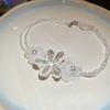 Stainless steel crystal beaded flower necklace elegant niche temperament versatile collarbone chain light luxury high-end sense necklace jewelry women