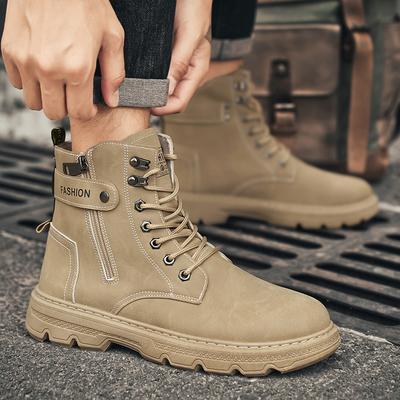 Leather Men's Casual Boots Designer High Top Non-slip Ankle Boots Outdoor Winter Shoes High Quanlity Black Men Work Boot