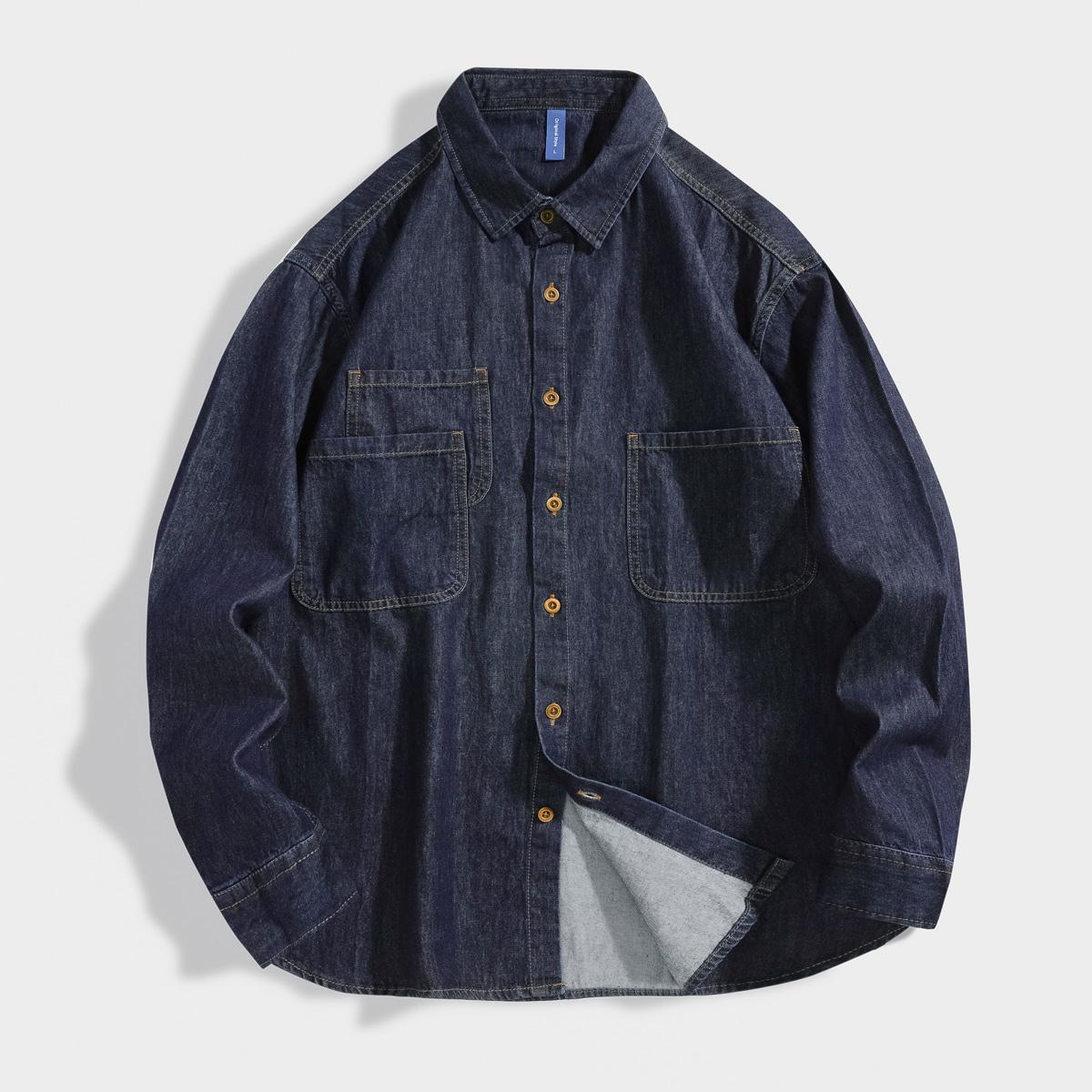 

Glanlu Мужская джинсовая рабочая куртка с длинным рукавом - Новый осенний тренд M (100-120 Jin) темно-синий