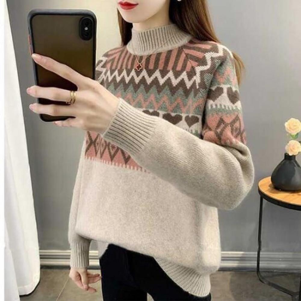 Navava Women Nordic Half Turtleneck Long Sleeve Knit Sweater Nk3518