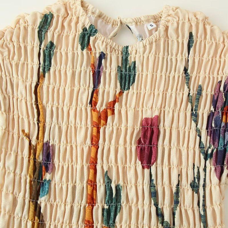 Kaslead New Women Clothes Western Style Fashion Simple Loose Pleated Print Dress