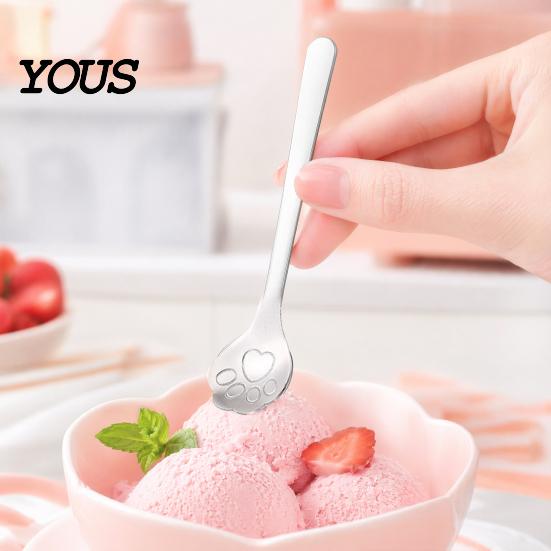 Cat Paw Utensil 1/2/3Pcs Stainless Steel Teaspoon, Design Mixing Spoon, Easy to Shaped Coffee Stirrer Clean Tableware for Sugar Ice Cream