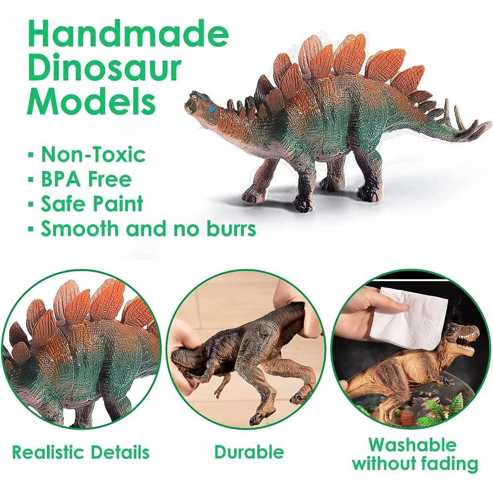 46/52 Pieces Of Jurassic Models Action Figures Storage Box, Tyrannosaurus Rex Figurine Model,Children Simulation Dinosaur World