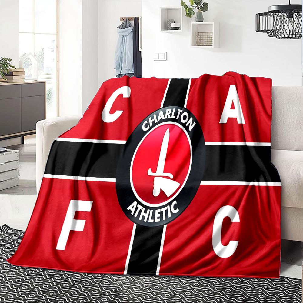 Charlton FC Crest Flannel Blanket, Soft Polyester, Modern Design, All-Season for Camping, Travel, Gifts for holidays or birthdays