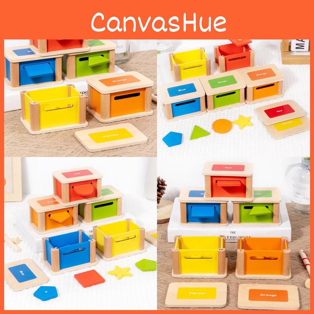 Color Classification Wooden Coin Box Toy For Cognitive Skill Fine Motor Training