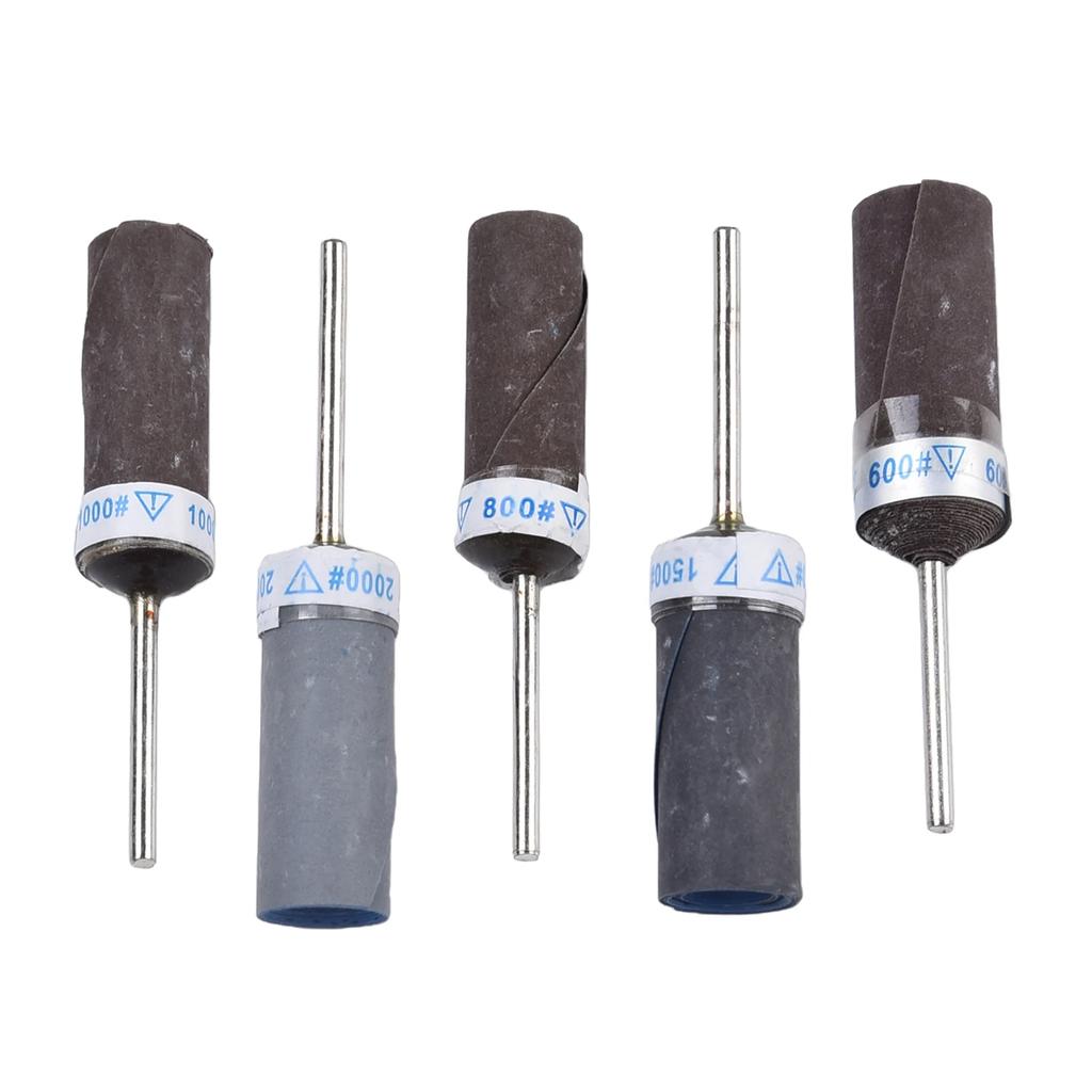 5pcs Sandpaper Stick Grinding Head P800-P2000 Sanding Paper Rod Grinding Head For Mirror Polishing Metal Wood Jwellery