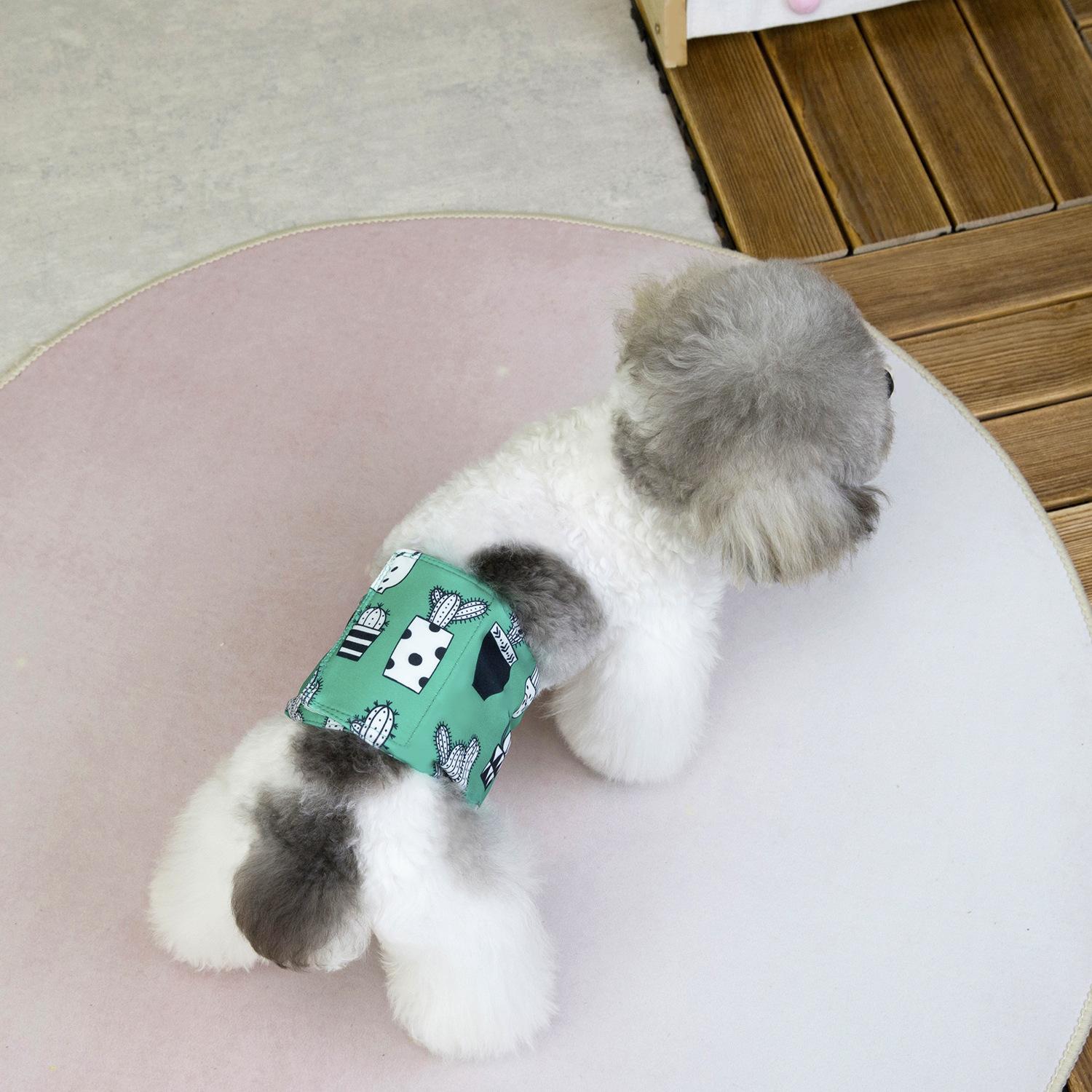 

Male dog pet small dog medium large dog dog anti-harassment estrus courtesy with belly pocket physiological pants to protect the stomach XS зелёный