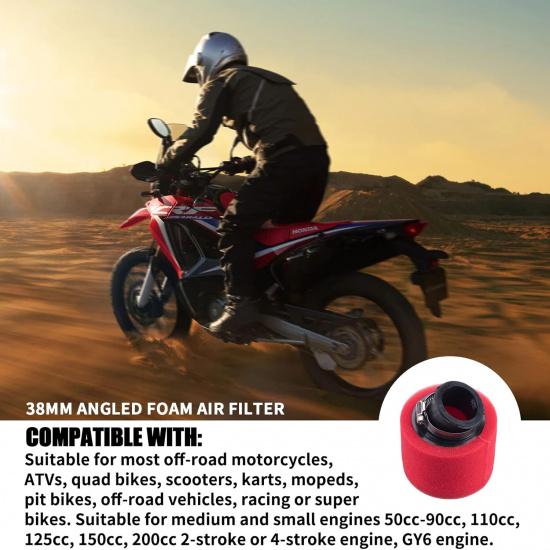 38Mm Angled Foam Air Filter Pod Apply To 50Cc 70Cc 90Cc 110Cc 125Cc 150Cc GY6 Motorcycle Atv Scooter Quad Go Kart Moped Pit Dirt Bike Parts