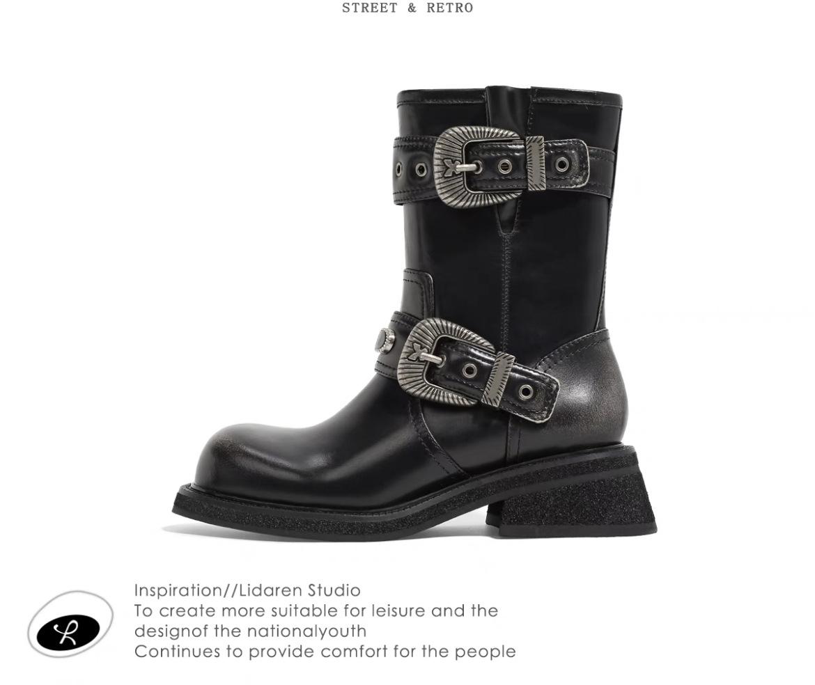 

Zhao Zhaoyi s same retro Maillard knight boots women s 2024 new summer Martin short boots western cowboy boots 40 чорний