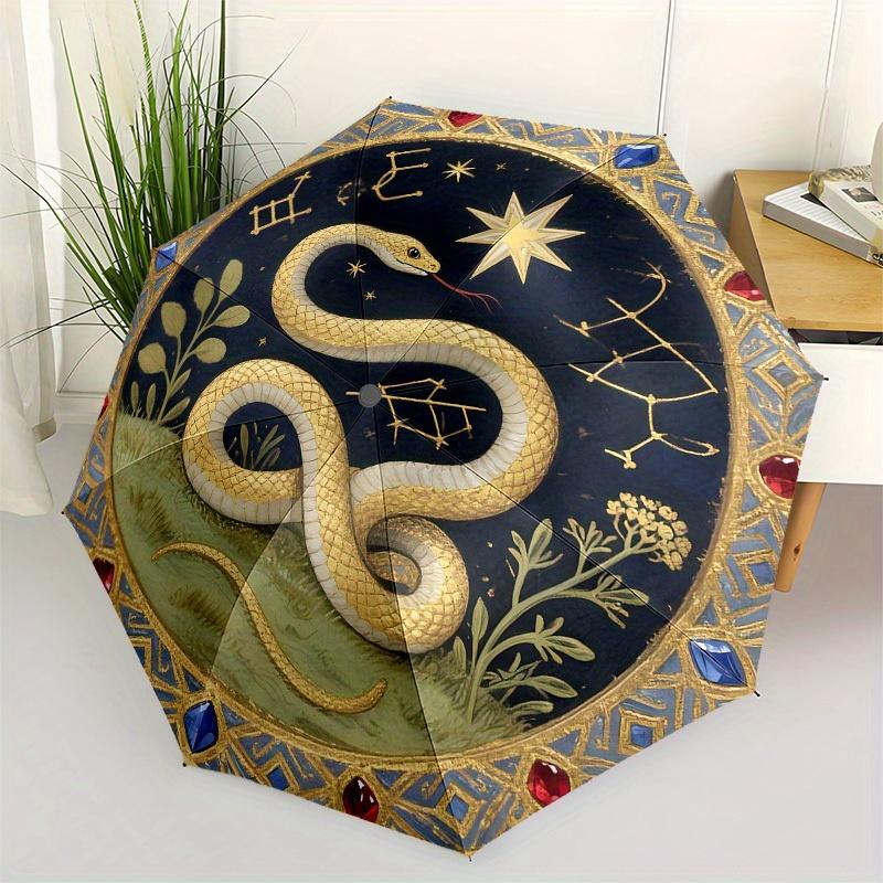 

1pc Golden Serpent with Stars and Jewels Umbrella with Plastic Handle,Suitable for All Seasons Home Travel Outdoor UmbrellaB1702