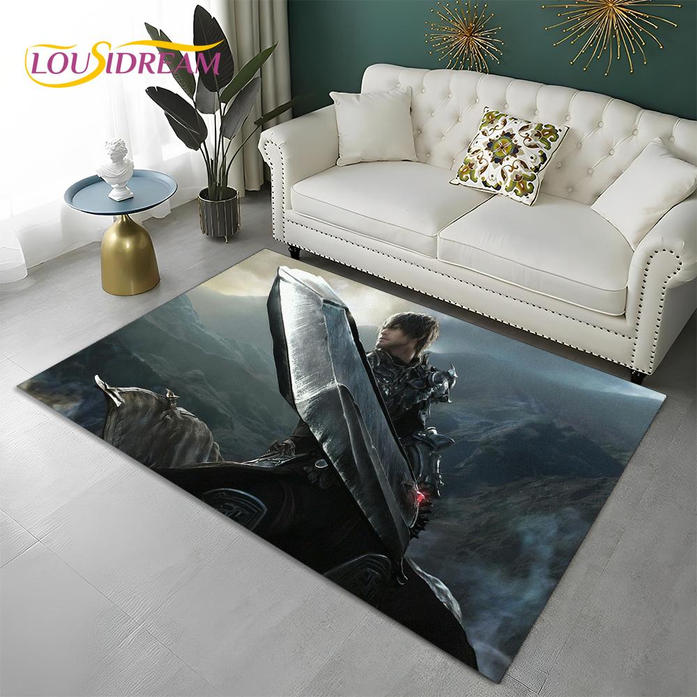 FF14 Gamer HD Final Fantasy Spiel 3D-Teppich für Zuhause, Wohnzimmer, Schlafzimmer, Sofa, Fußmatte, Dekor, Kinderbereich, rutschfeste Bodenmatte