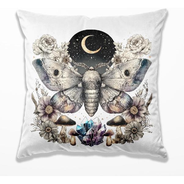 William Morris Style Moon Floral Butterfly Pillow Covers 18x18, Dark Academia Room Decor, Dark Cottagecore Botanical Wildflower Moth Butterfly Decor 07 Color