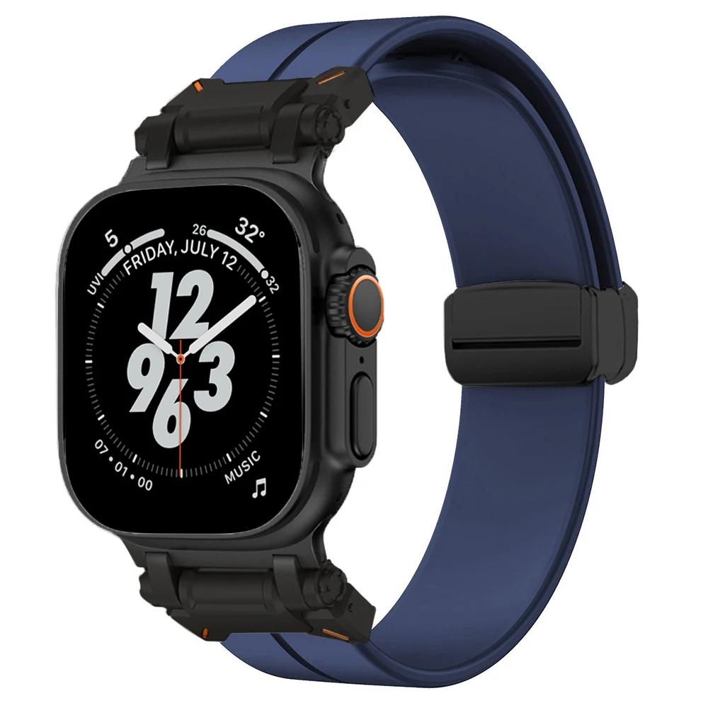 Silicone Loop Strap for Apple Watch Ultra 2 49mm 10 46mm Sports Magnetic Bracelet for iWatch Series 9 8 7 45mm 6 5 SE 44mm Band
