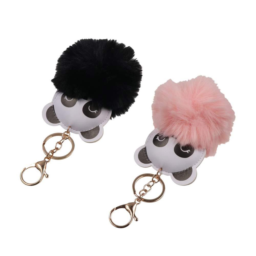 Ornament Backpack Pendant Panda Keychain Hairball Key Chain PU Leather Keyring Animal Panda Keyring
