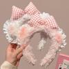 Sweetheart Blush Bow & Lace Bear Ear Headband for Makeup