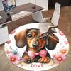 1pc Dachshund Love Pattern Office Round Rugs, Under Chair Round Rugs for Living Room, Bedroom, Bathroom Decoration Carpet 091863