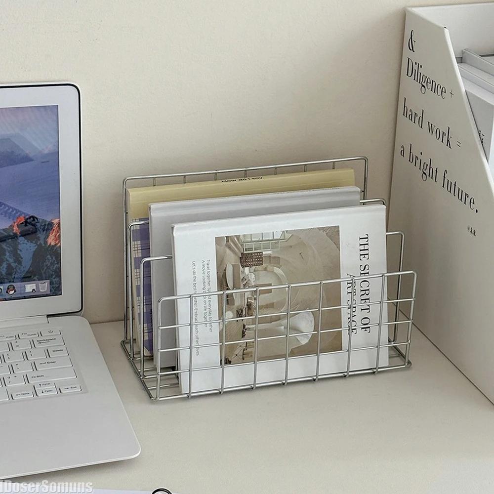 Ins Minimalist Iron Desktop Storage Rack Book Organizer Table Metal Organizing Rack Bookshelf Desk Multi-Functional Storage Rack