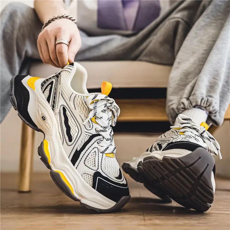 Fashion Mesh Upper White Running Men's Casual Sneakers Comfortable Outdoor Designer Summer Sale Korean Trend 2025 Wide Male Sports Shoes
