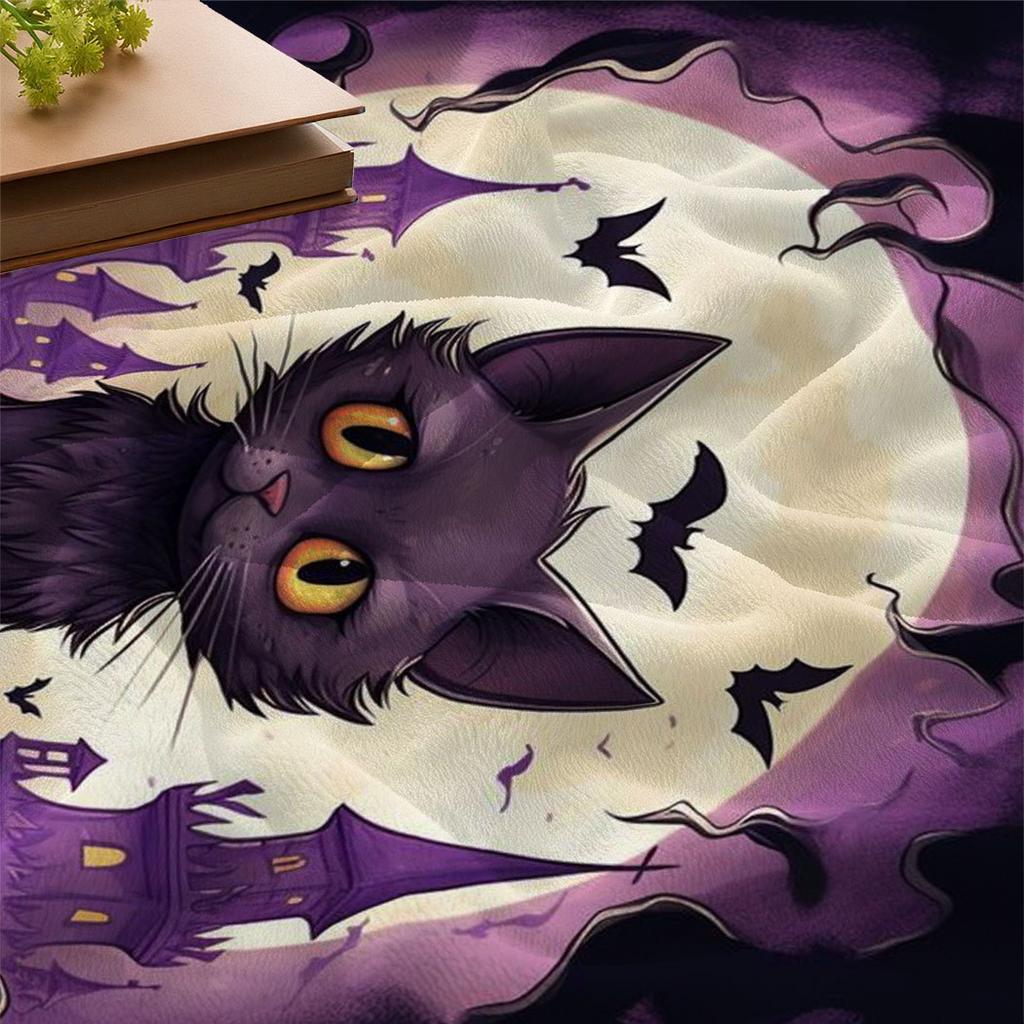 Halloween Cat Pumpkin Monster Printed Blanket for Sofa Bed Travel Camping Living Room Office Conditioning Blanket