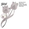 Tulip Design Lapel Pin Women Brooch High-Gloss Rhinestone Inlay Imitation