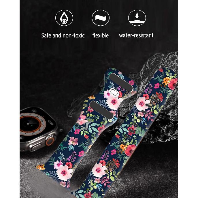 Sport Watch Bands Compatible with Apple Watch Band 38mm 40mm 41mm for Women Men, Adjustable Soft Silicone Replacement Smartwatch Wristband for iWatch