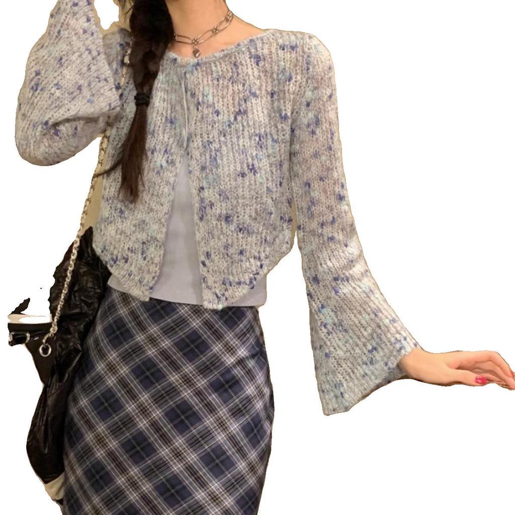 Women's Retro Blue Plaid High-Waist Fishtail Skirt – Korean Style, Slimming Mid-Length, Versatile for Autumn