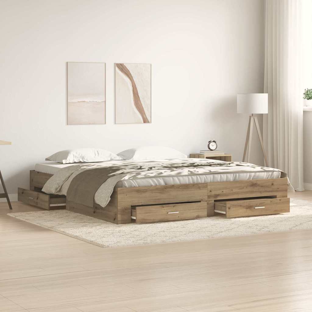 Artisan Oak Bed Frame 180 x 200 cm Particleboard