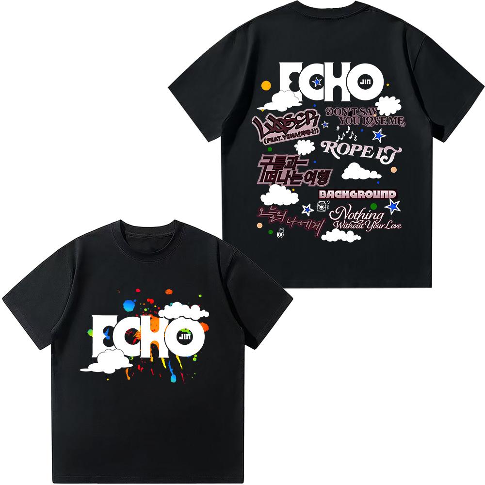 

Футболки Echo Album Футболки Jin Dont Say You Love Me Футболки Jin С принтом Женские футболки Хлопковые с коротким рукавом Повседневные Модные топы XS чёрный