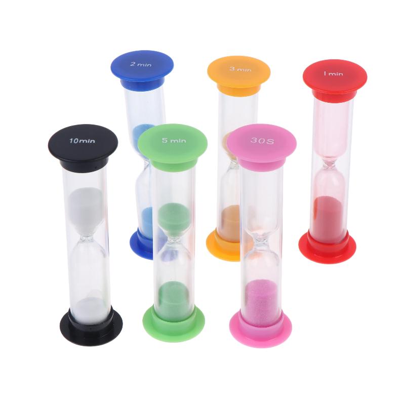 6Pcs Mini Plastic Sand Timer Colorful Sand Clock Different Time Setting For Kids Classroom Kitchen Game Time Management Use