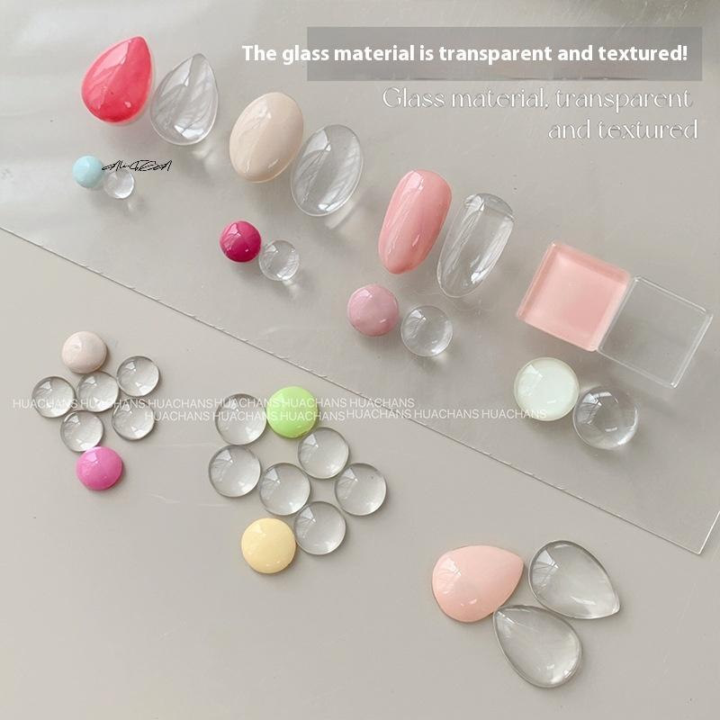 Mini Glass Nail Color Card Manicure Bean 3D Round Bead Transparent Glue Plate High-Quality Nail Polish Manicure Tool