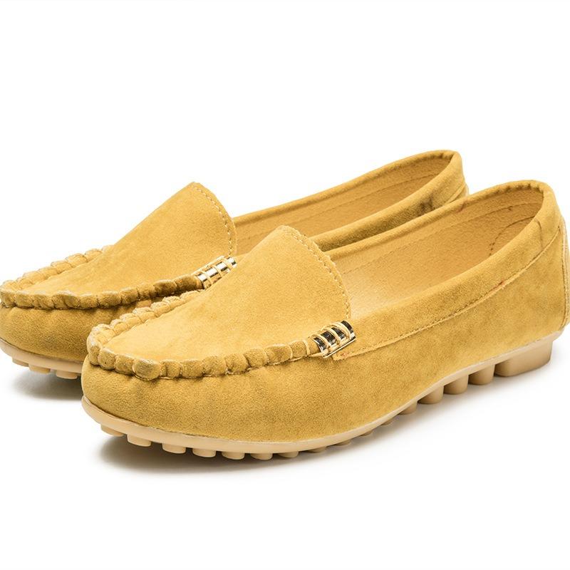 Shallow suede beanie shoes women's spring and summer new breathable student flat shoes large size 44