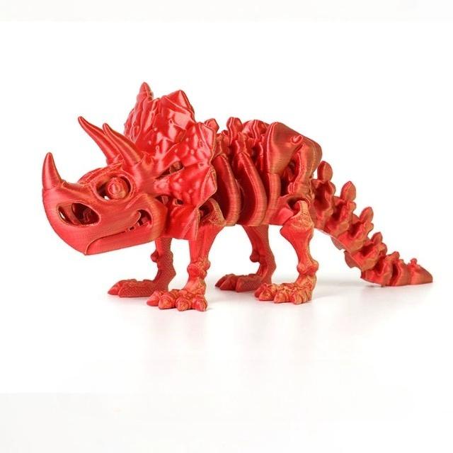 3D Printed Triceratops Rex Figurine – Full Jointed Movable Dinosaur Model, Realistic Desktop Decoration & Birthday Gift