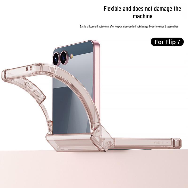 Etui na Samsunga Z Flip7: Wysokiej klasy przezroczysty magnetyczny z powłoką galwaniczną i obracanym o 360° stojakiem